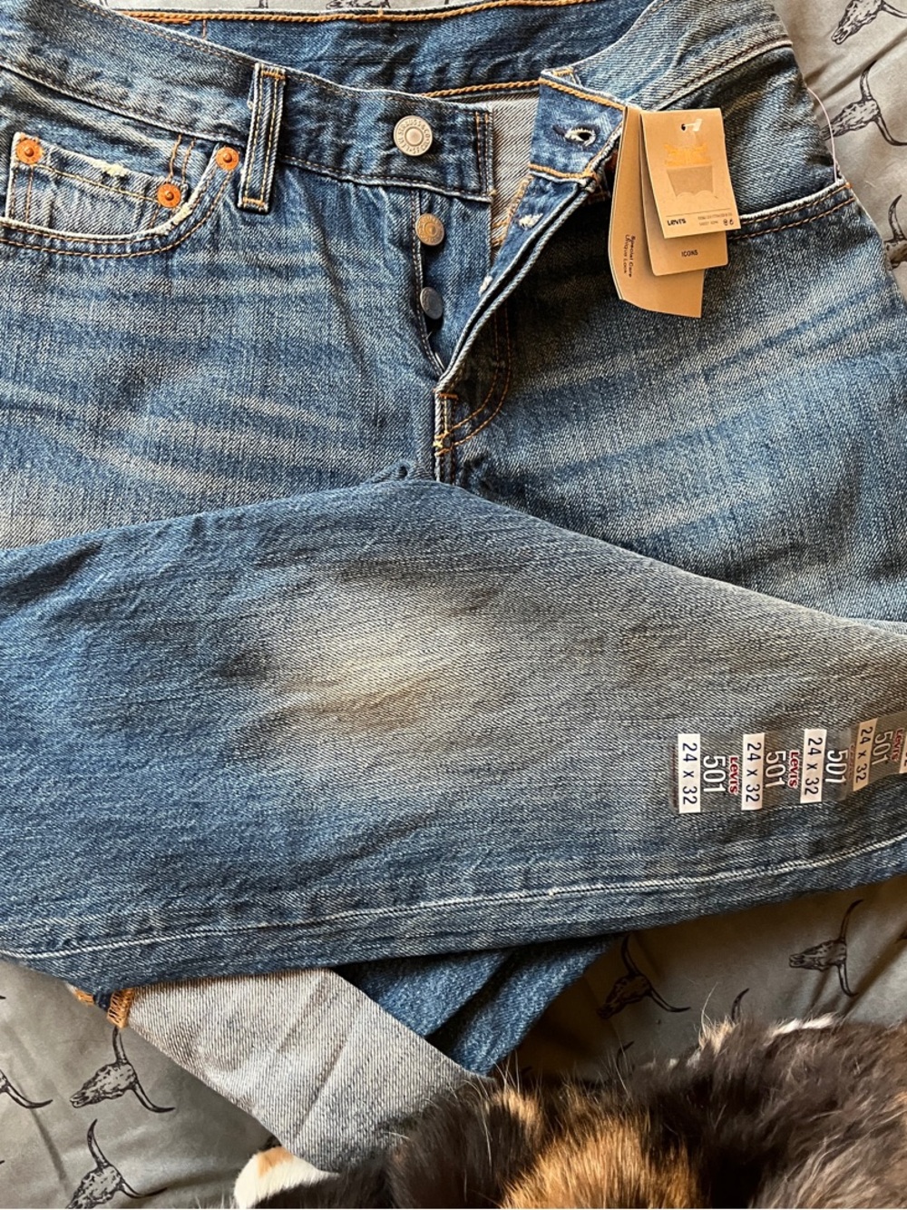Levi's Men’s Medium Blue Straight Jeans with Button Fly